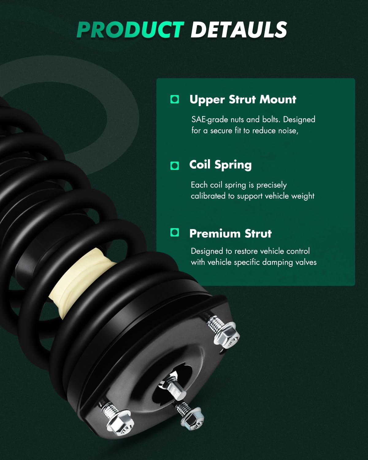 SCITOO - Front Complete Strut & Coil Spring Assembly Fits 2010 2011 2012 for Ford Fusion,2010 2011 for Mercury Milan with 272596 - Set of 2