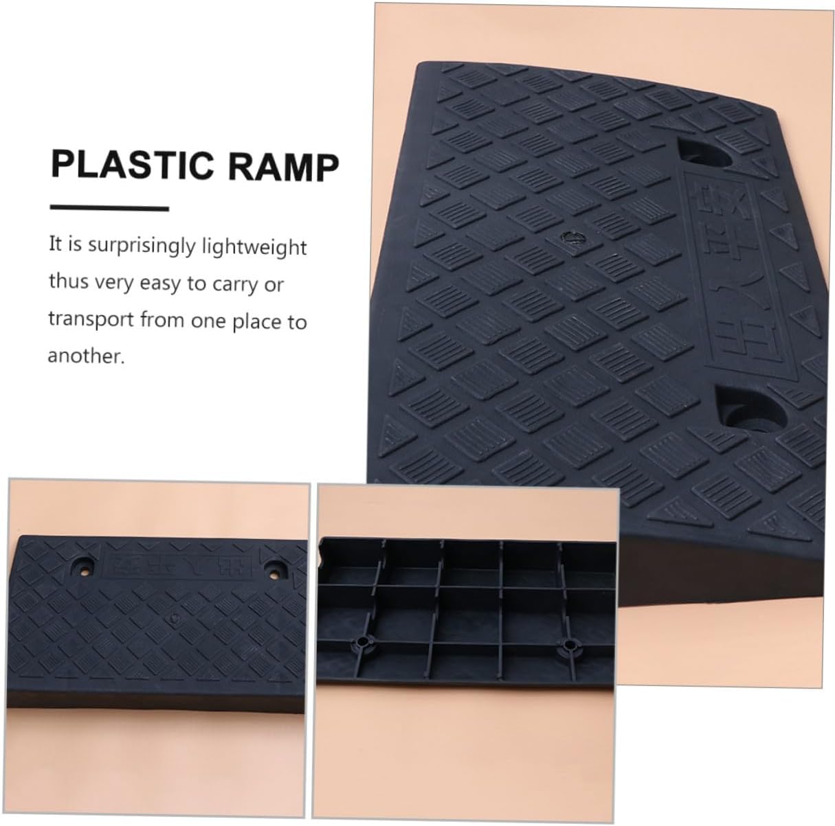 Plastic Rubber Curb Ramp 50x27x9cm Black Vehicle Loading Ramp for Car Scooter Motorcycle Driveway Threshold