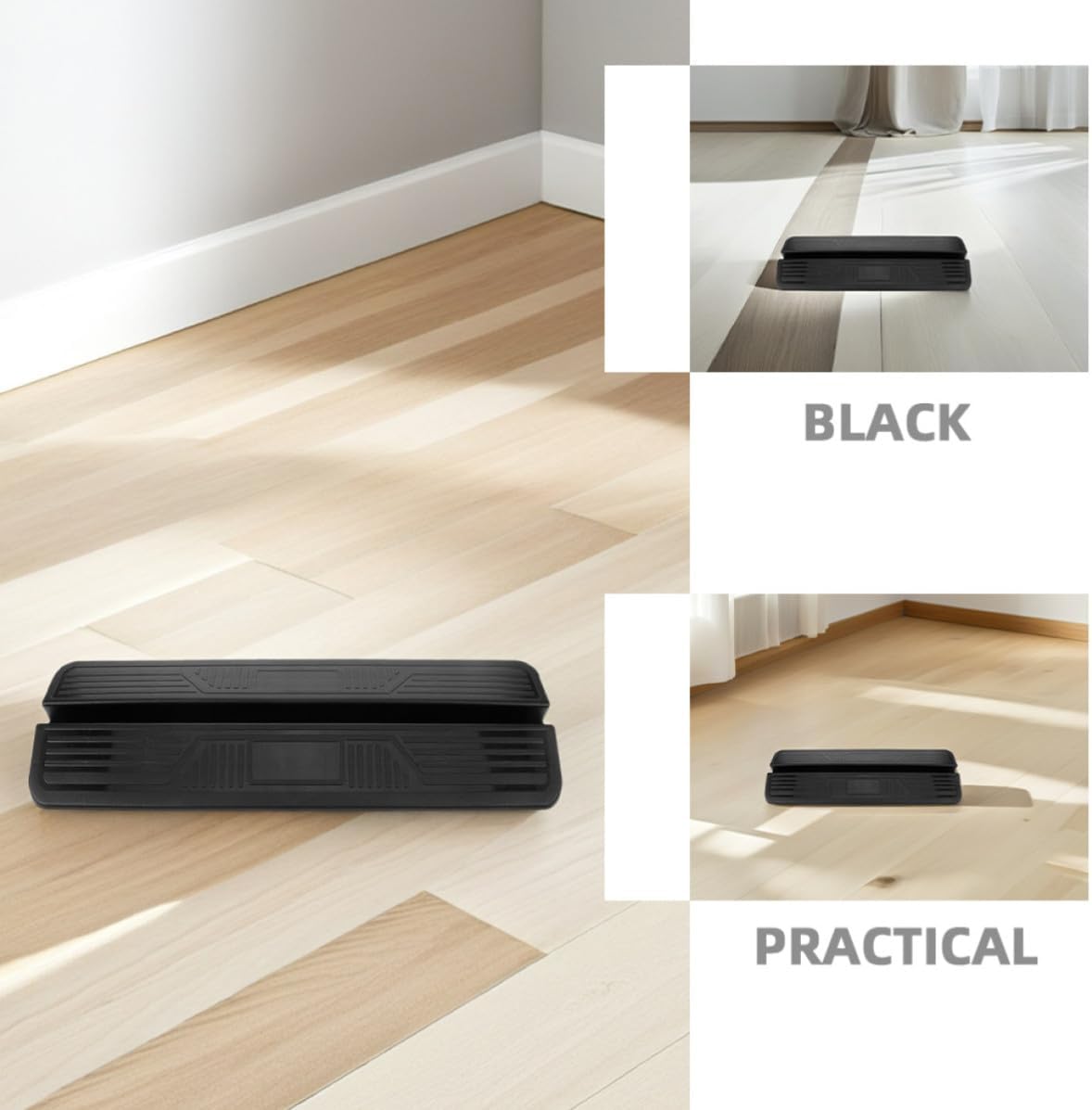 Ciieeo 2pcs Indoor Dog Fence Threshold Ramps with Anti-Trip Design, Black Safety Door Sill Rise for Small to Large Pets and Protection