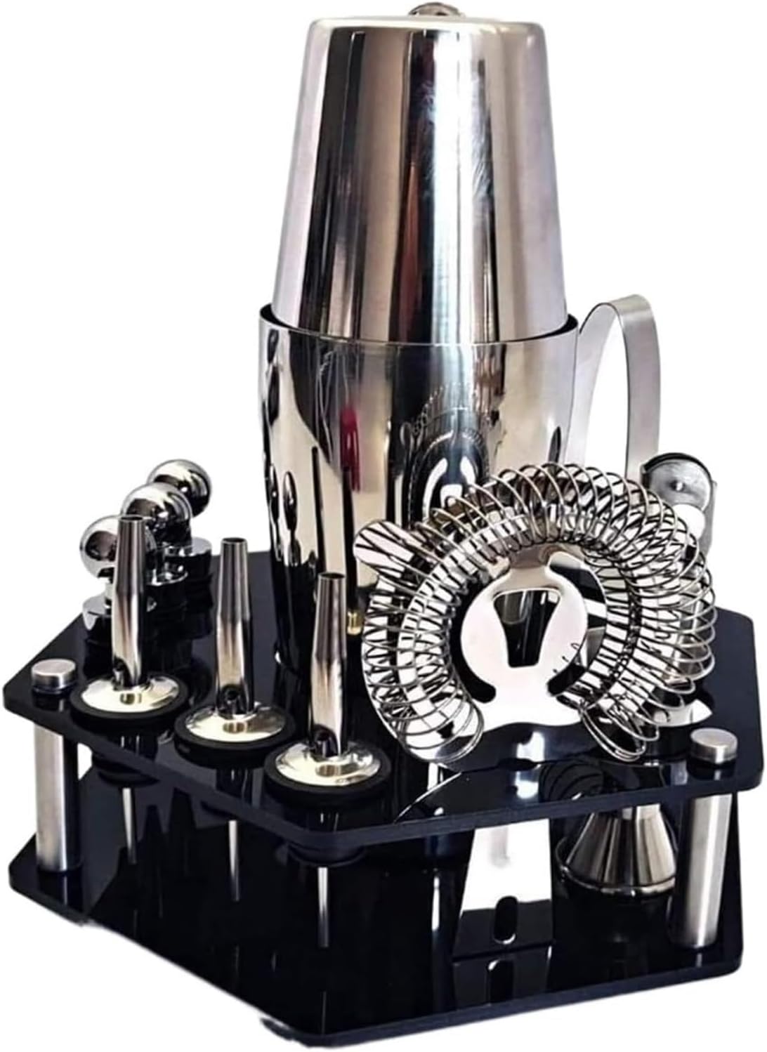 Set de Coctelera de Acero Inoxidable 14 Piezas con Soporte