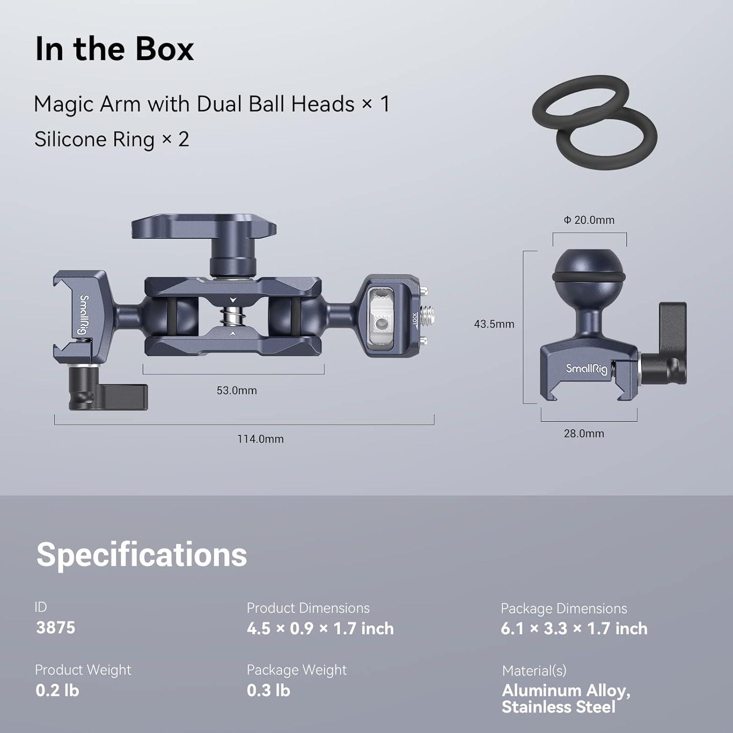 SmallRig Articulating Magic Arm with NATO Clamp and 1/4"-20 Screw (with Retractable Pins), 360 Degree Rotation, Max Load of 12 Ib Magic Arm for Field Monitor, Camera and Lights 3875 9 61e7WT4lRLL. AC SL1500