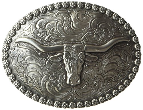 Nocona Men's Steer Oval Buckle, Silver, One Size