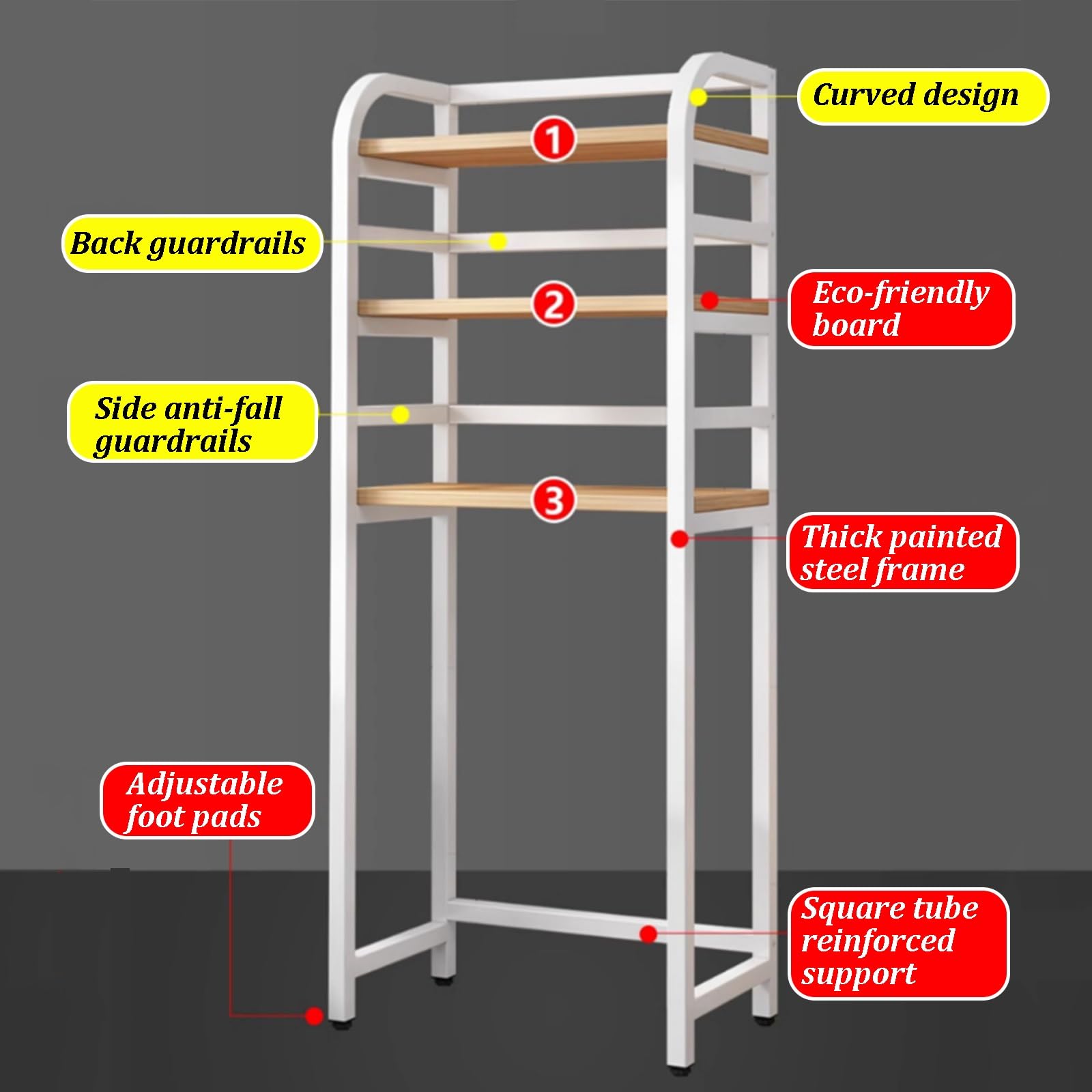 Scaffale da bagno a 3 ripiani, multifunzione, salvaspazio, per WC, balconi e lavanderie, perfetto per la casa e l'ufficio