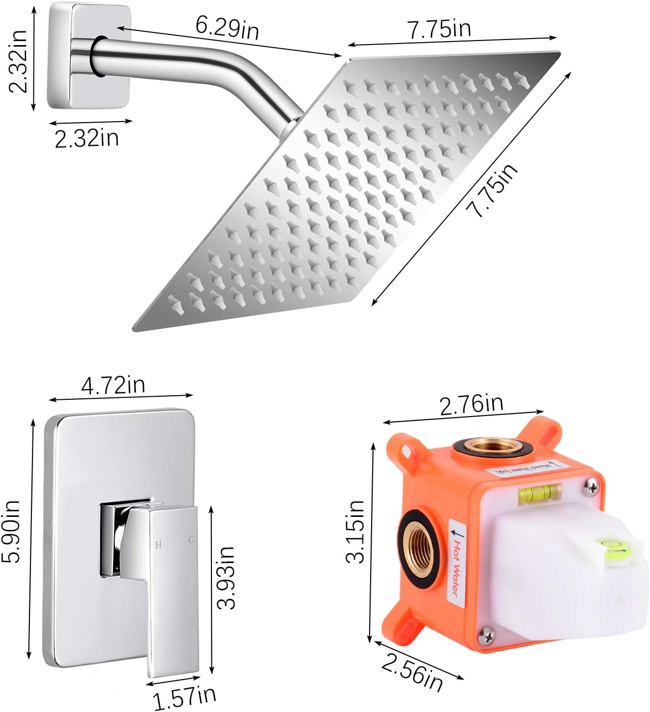 Exclusive Discount 60% Price Qomolangma Shower Faucet Set, 8 inch Chrome Single Function Shower Trim Kit with Rough-In Valve,Bathroom Rainfall Shower System with Stainless Steel Metal Showerhead