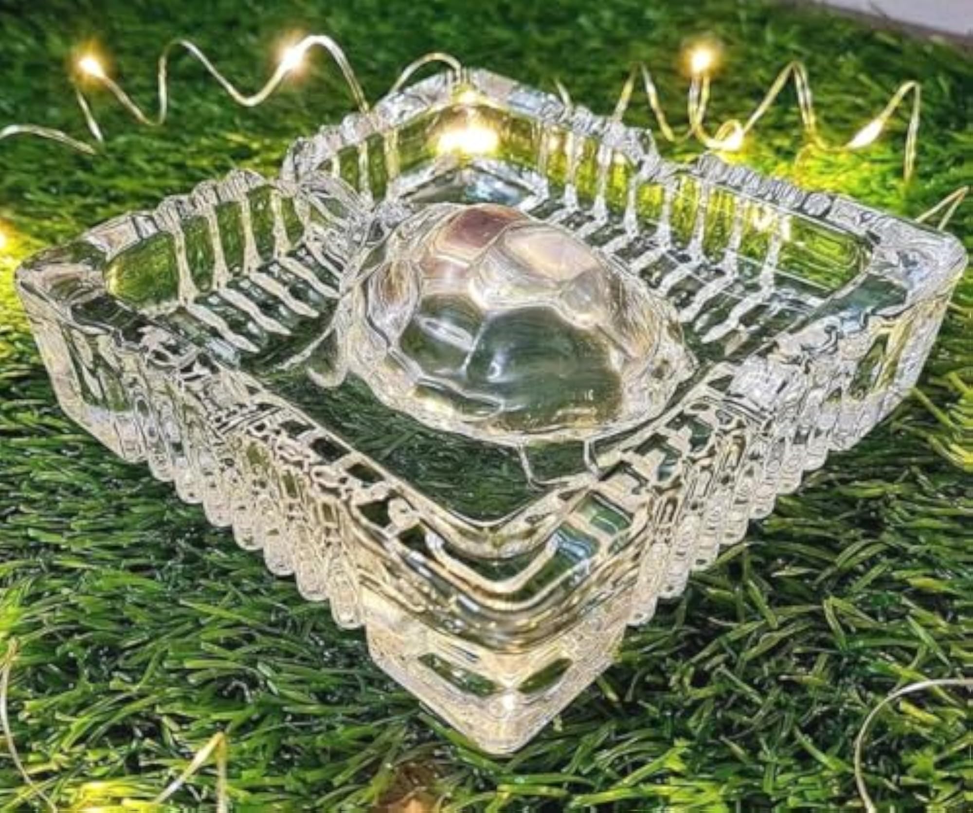 Crystal Glass Turtle Figurine Decorative Ashtray Set