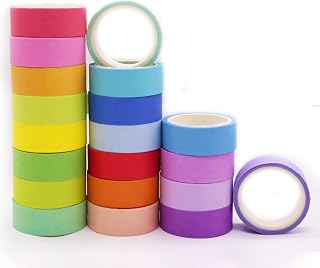 Muulaii 20 Rolls Colored Masking Tape, Craft Tape Color Painters Tape Colorful Art Tape Rainbow Labeling Tapes Marking Tape for Kids Crafts Moving Classroom, 0.6 Inch x 5.5 Yards Each Roll