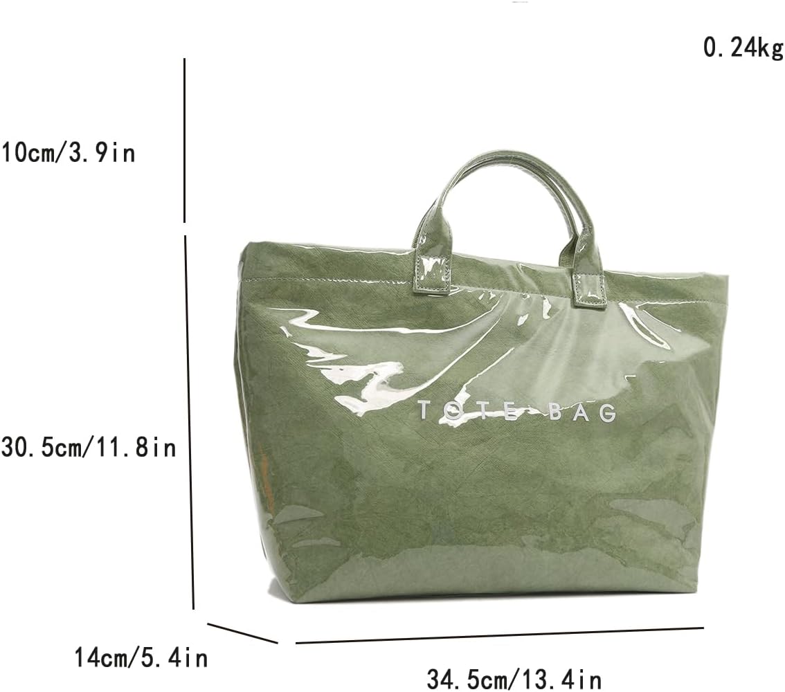 HiTotes Top Handle Tote Bag for Women - Large PVC Hobo Shoulder Handbag With Letter Print for Work image 5