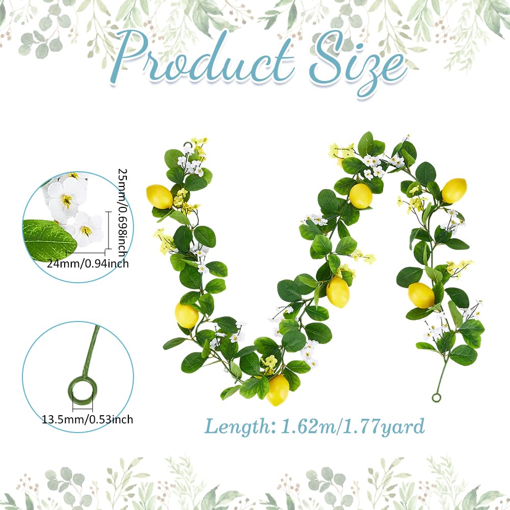 Ghirlanda Decorativa Primaverile Con Limoni Artificiali, Fiori E Foglie Verdi, Diametro 42 Cm, Per Porta, Parete, Interno/esterno