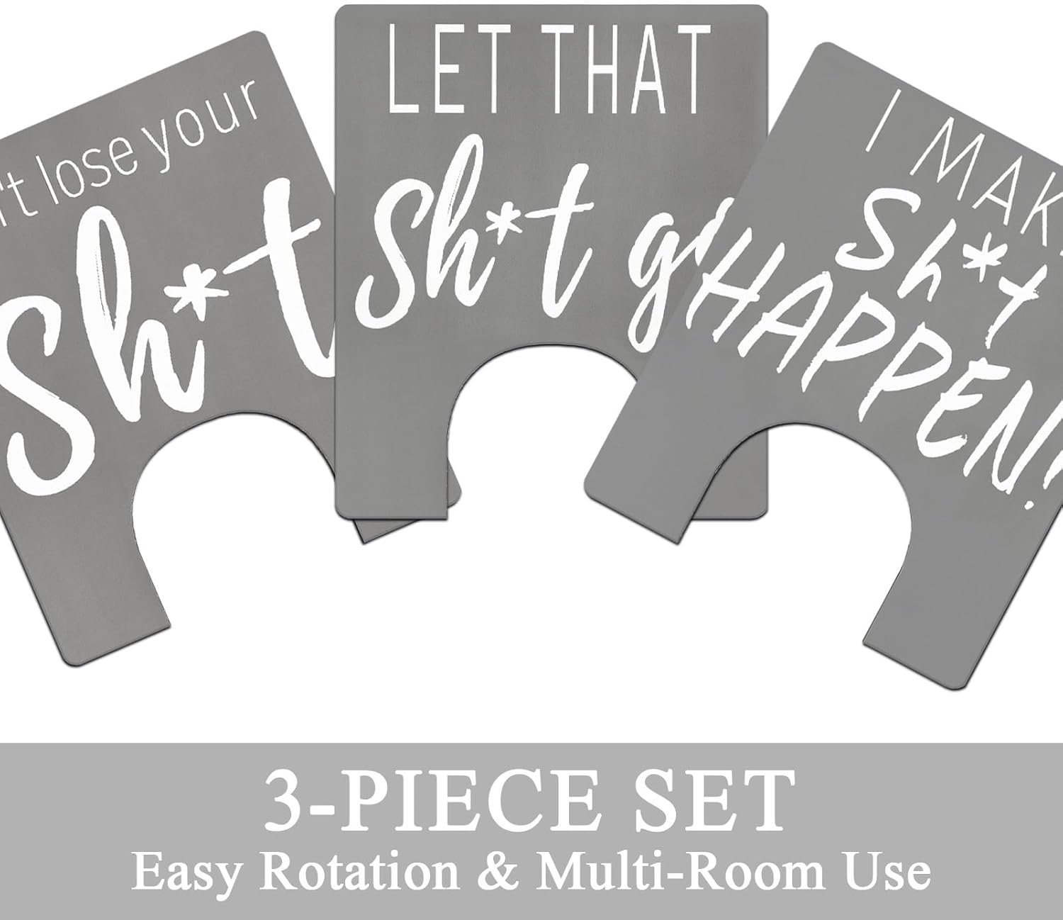 Fun Toilet Rug Bath Mat 3 Pieces U Shaped Toilet Mat for Bathroom 24x20 Water Absorbent Fun White Elephant Gift Idea for Brother, Husband, Boys, Boyfriend Gray Funny Bathroom Rug Set of 3