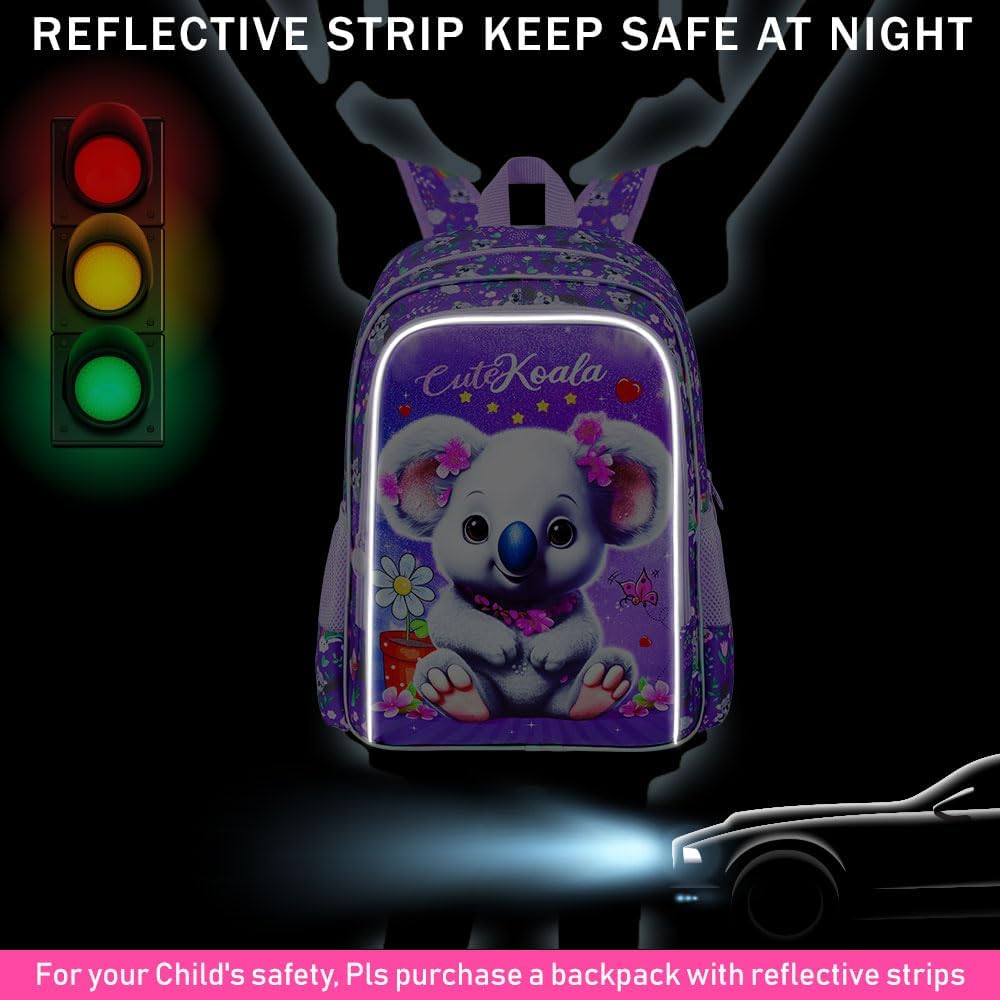 CCJPX 3PCS Backpack for Girls, 16" Koala Preschool Bookbag with Lunch Box,Kids Water Resistant School Backpacks for Elementary Kindergarten - Image 4