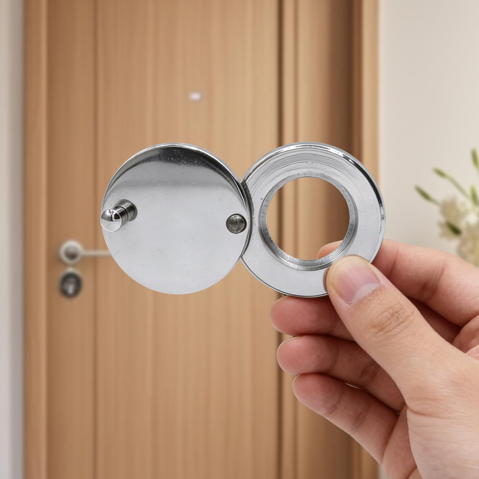 Türspion Abdeckung, Türlochabdeckung mit Selbstklebendem, Gucklochabdeckung mit Selbstklebendem, Gucklochabdeckungen, Peephole Cover für Zuhause Hotel Schlafsaal Büro Gucklochschutz Silber