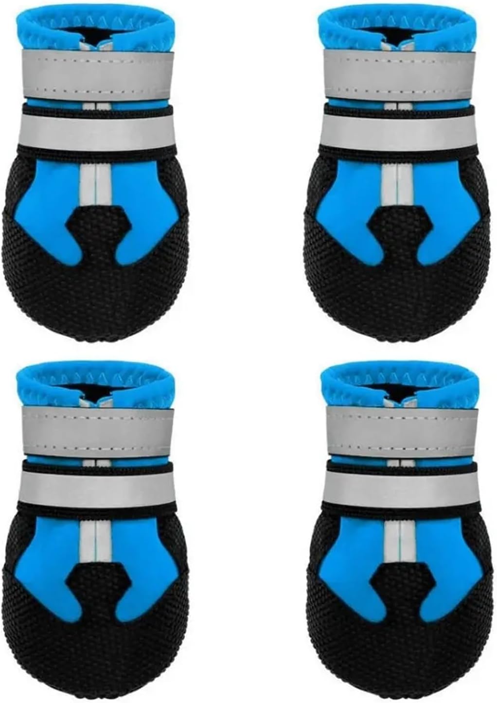 4pcs/Set Non-Slip Dog Outdoor Sports Shoes Reflective Breathable Dog Anti-Slip Rain Boots TPR/Waterproof Cloth Wear Durable(Blue-S)