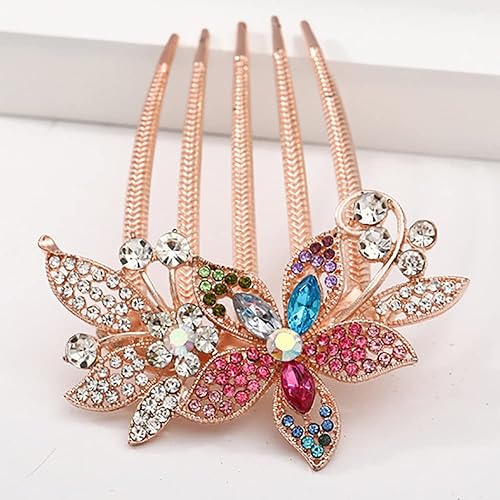 Aimimier Peine de pelo francés de cristal para boda, con diamantes de imitación, para novia, dientes largos, barette, accesorios de lujo para el