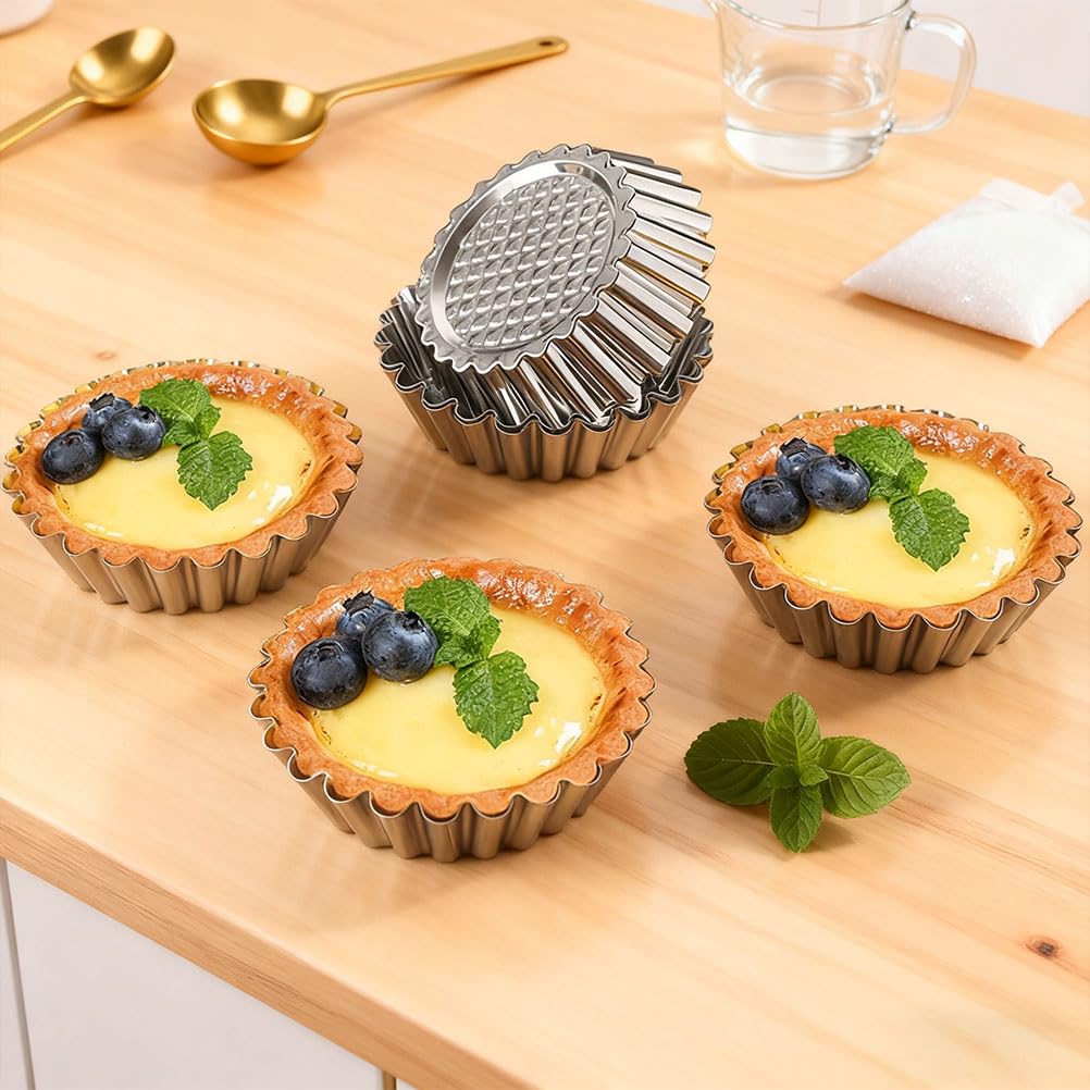 OTYMIOW Formy do ciastek małe nieprzywierające powłoki 20 szt. Formy do pieczenia ciasta Quiche Formy okrągłe formy do ciast ze stali nierdzewnej