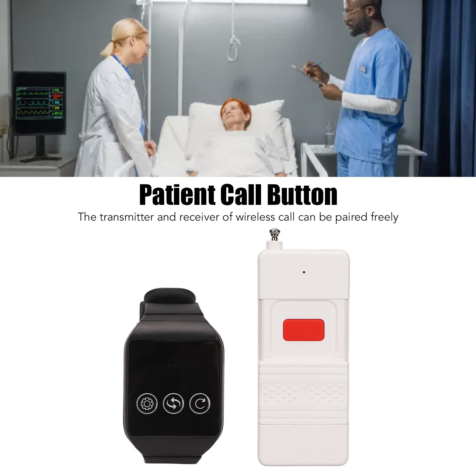 Système D'alerte sans Fil pour Soignant, Téléavertisseur, Infirmière, Appel SOS, avec Lumière de Portée de 1000 M, Flash Lumineux, Buzzer Vibrant, pour Patients âgés et