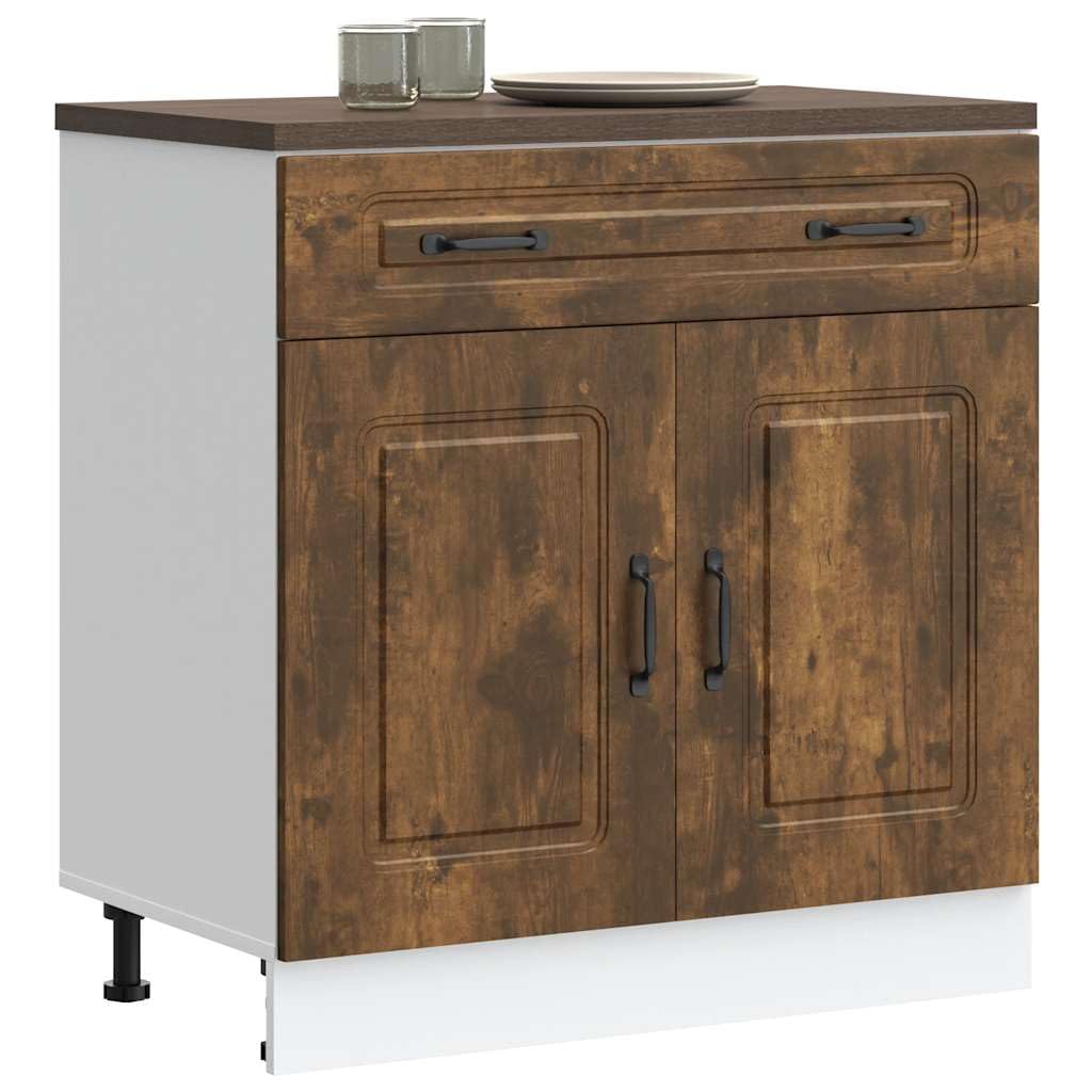 vidaXL Base da Cucina Kalmar Rovere Fumo in Legno Multistrato, Mobile Base lavello, Mobile Cucina Base con cassetto, Mobile Base lavello