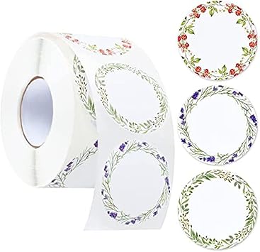 500PCS Canning Label Stickers for Jars and Lids,2Inch Round Jars Labels for Mason Jar,Wreath Designs Kraft Sticker Labels for Food Containers Candle Pantry Spice Lids Bottle Labels White1