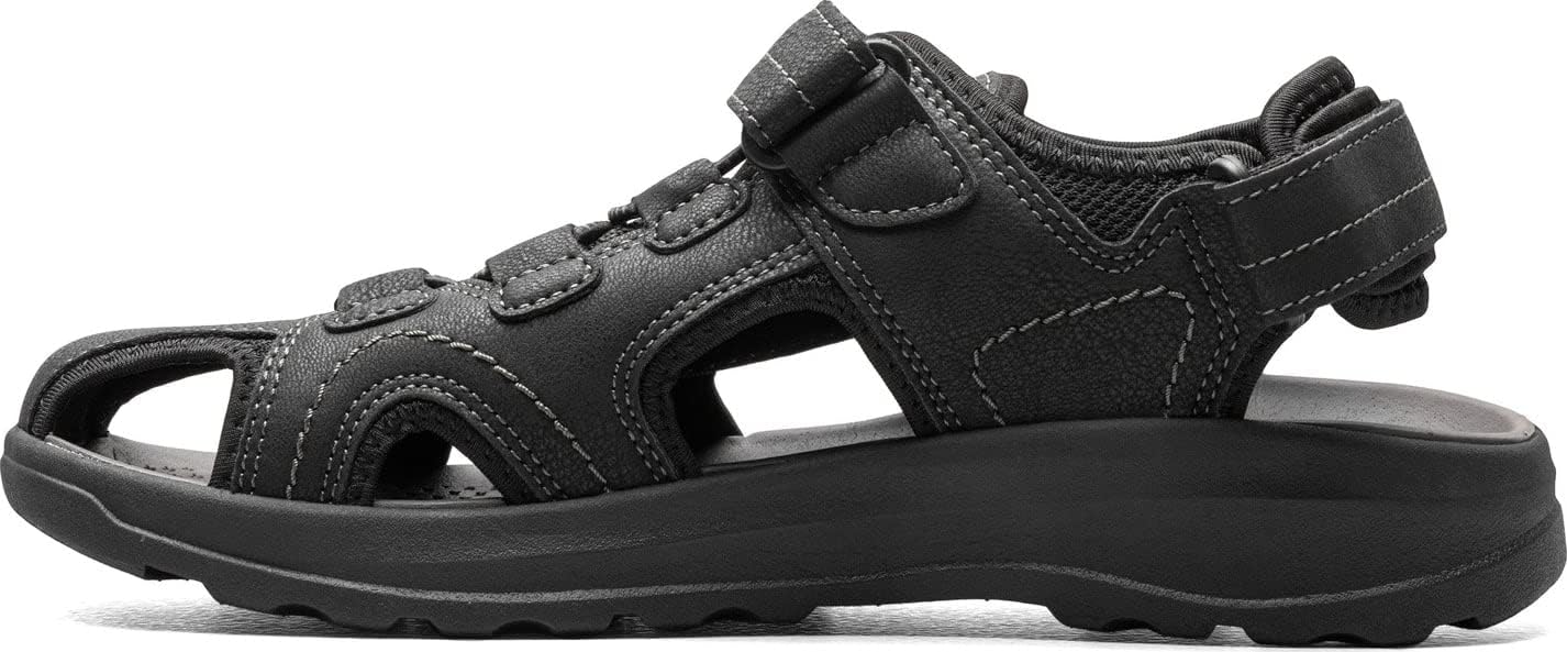 Nunn Bush Men's Huck Sport Closed Toe Fisherman Sandal for Walking, Beach and Outdoor, Black, 14