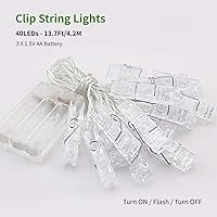 Vista 6 de Dopheuor - Cadena de luces LED con clip para fotos, alambre de cobre, luces de hadas brillantes en blanco cálido, funciona con baterías, para colgar