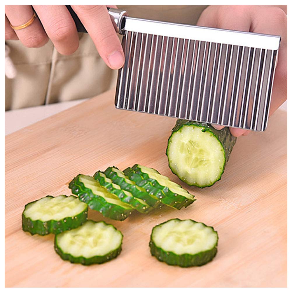 Coupe-légumes Ondulé (Crinkle Cutter) - En Acier Inoxydable - Pour Pommes De Terre, Carottes, Concombres - Longueur ~22,5 Cm