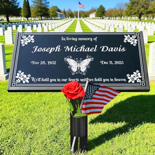 Image of Natural Granite Tombstone, Personalized Memorial Grave Marker