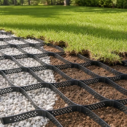 10x3m Grid Paver Path Base Mat, 5cm Tall | Walking Paths Ground R...