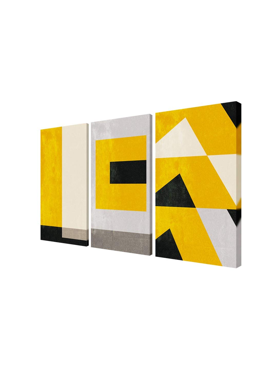999Store wooden stretched abstract big frames for wall decor Abstract Yellow Black Gray Wall Art paintings for living room big size abstract canvas paintings multi frames (Set of 3 Canvas 54X30 Inches ) 3FCanvas212 1