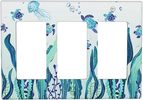 Miniatura 264 de Vista de ventana, isla tropical, playa, palmeras, cielo soleado, cubierta de interruptor de luz de palanca individual, placa decorativa de pared