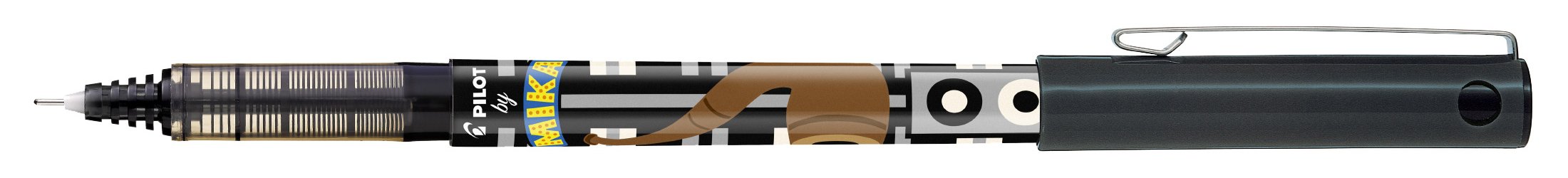 PILOTV5 Liquid Ink Rollerball Pens 0.5mm Tip - Mika Design - Black Ink (Pack of 6 Supplied Loose)