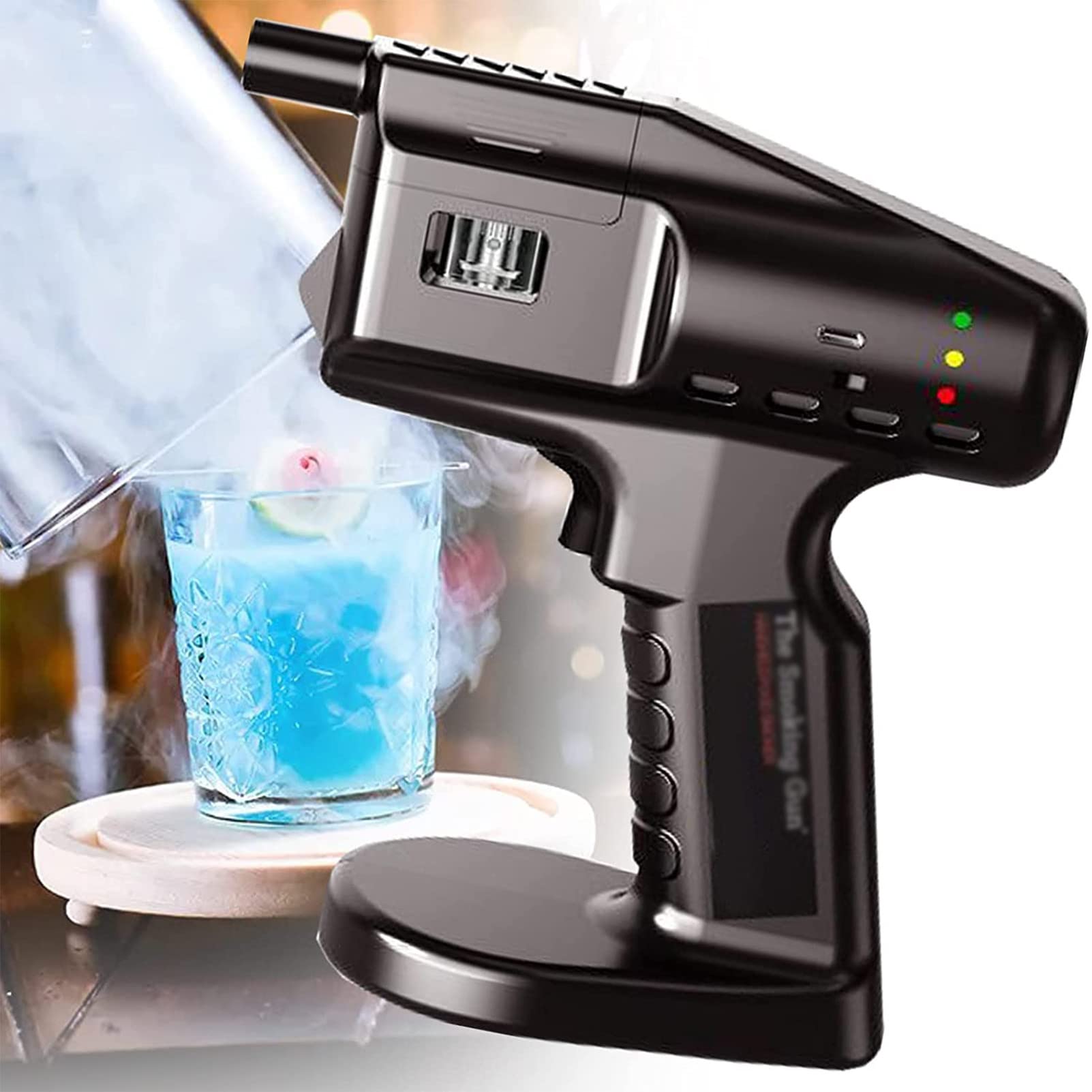Introduttore di fumo, Mini affumicatore, Generatore elettrico portatile di fumo freddo per alimenti, cocktail, carne, bevande, bistecca con coperchio a tazza