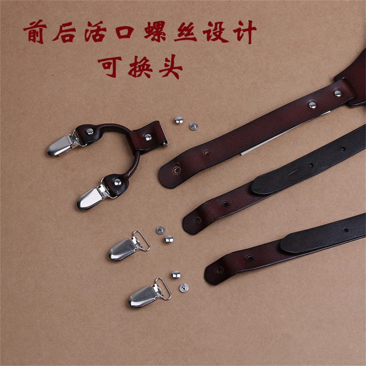 Tirantes de Cuero para Hombre, diseño en Forma de Y, Tirantes Ajustables con 4 Clips de Metal, para Padrinos de Boda, Tirantes Resistentes para Pantalones