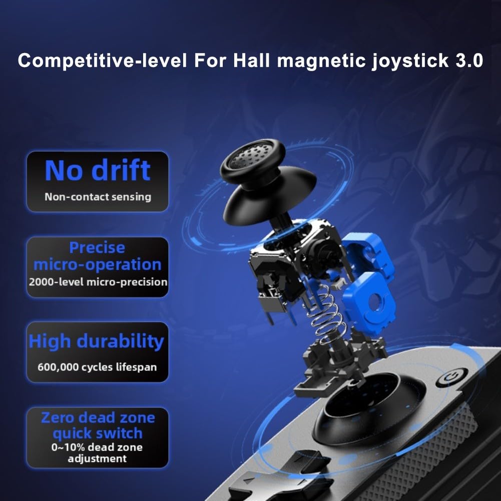 Controlador de juego móvil Bluetooth, versátil y elástico con joystick de efecto Hall para iOS, interruptor (negro)