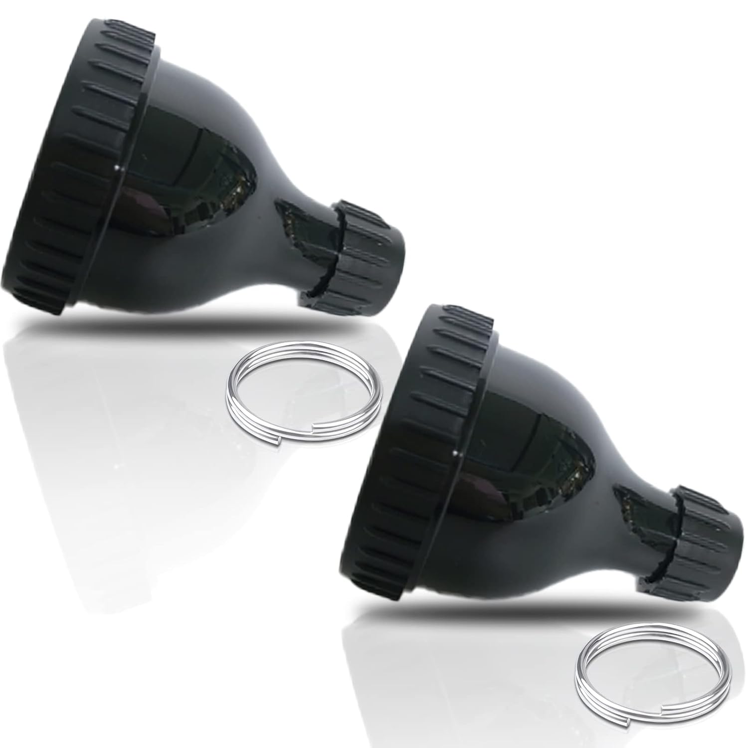 2 Pack Protein Powder Container to Go- 50ml Protein Powder Holder,Mini Funnel with Keychain and Keyring for Gym, Workouts, Fitness and Traveling (Black, 50ml)