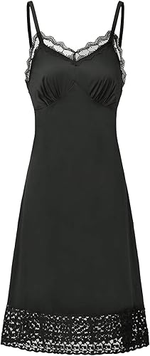 Belle Poque - Fondos completos de encaje para mujer, para debajo de vestidos, con tirantes de espagueti ajustables, vestido tipo camisola