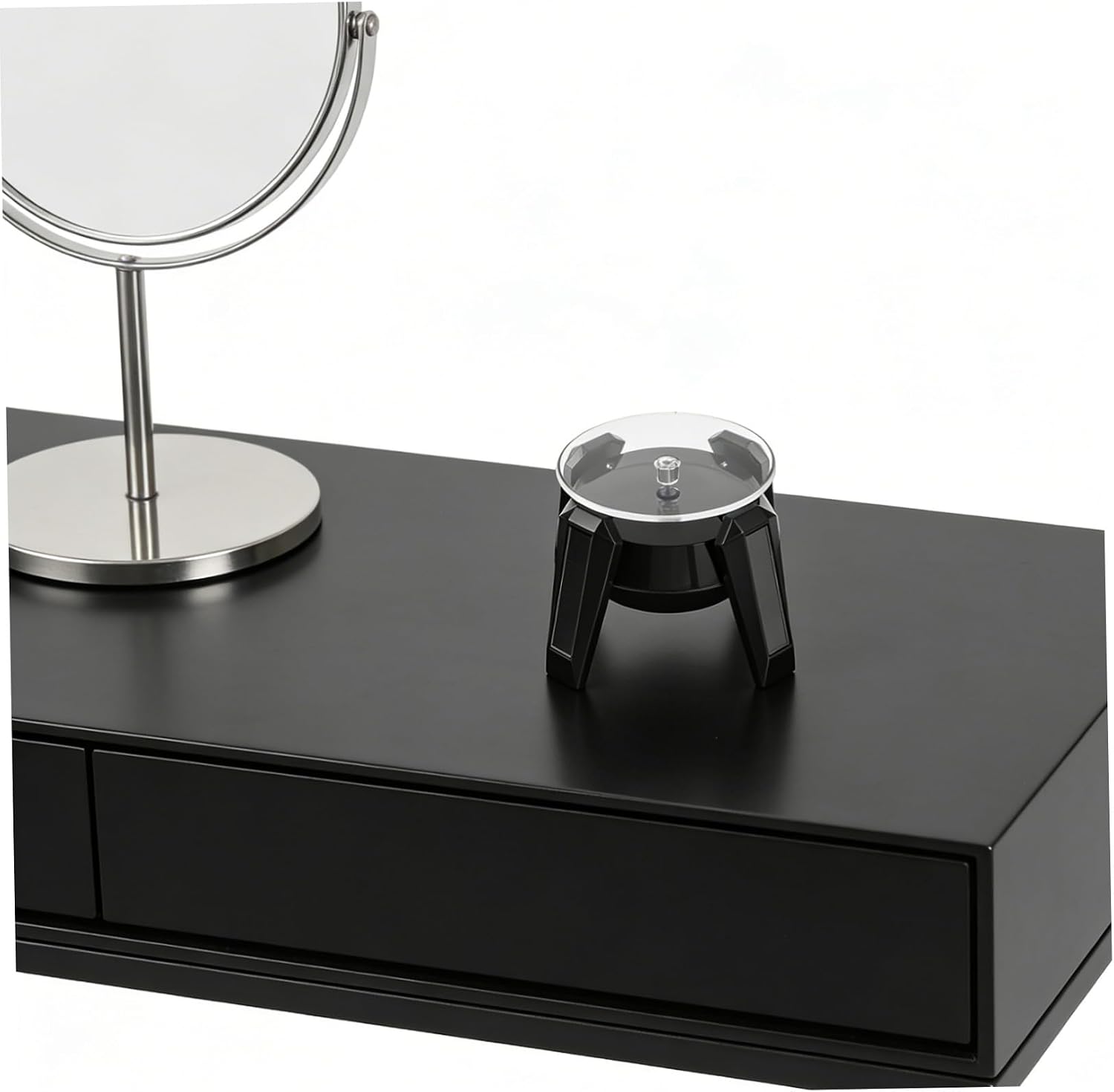 Uonlytech 360degree Solar Powered Rotating Display Stand with Stable Base Automatic Turntable for Jewelry Watches Rings Necklaces Exhibition Showcase Platform Black