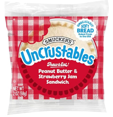 Smucker\'s Uncrustables - Bulk Size, Peanut Butter and Strawberry Jam Sandwich on Wheat Bread - Whole Grain, Individually Wrapped - 1 Pack (72 Count, 2.6 oz)