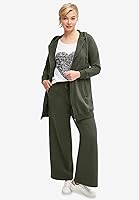 Vista 5 de Ellos Sudadera con capucha larga con cremallera frontal para mujer Terry francés Chaqueta ligera larga de gran