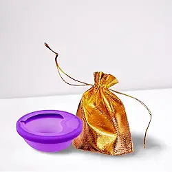 Kit Disco Coletor Menstrual com Capsula Esterilizadora e saquinho para guardar - Coletor menstrual ecológico Reutilizável (Saquinho Dourado, Pequeno)