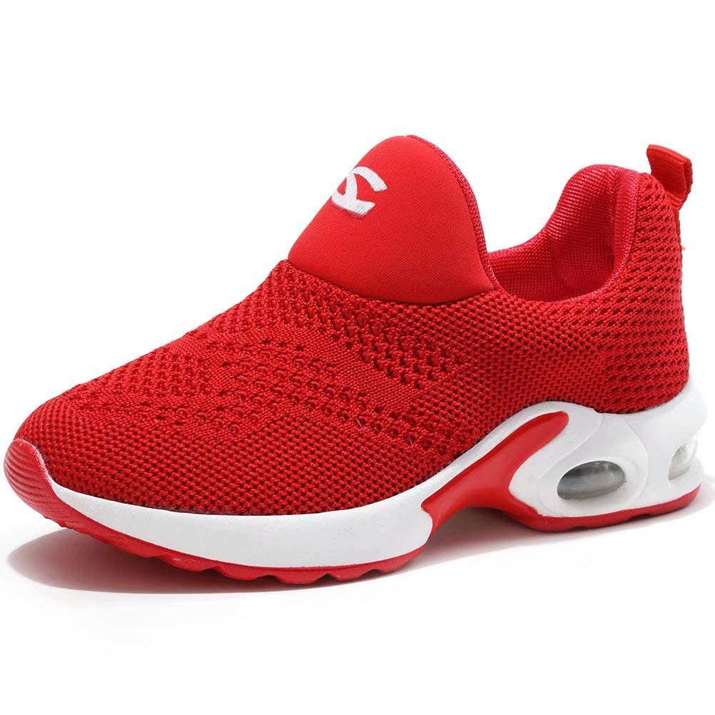 Kids Boys Girls Running Shoes Comfortable Fashion Light Weight Slip on Cushion Red, 12.5 Little Kid