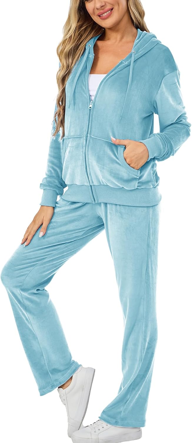 Velour Track Suits for Women Set Fall Sweatsuits 2 Piece