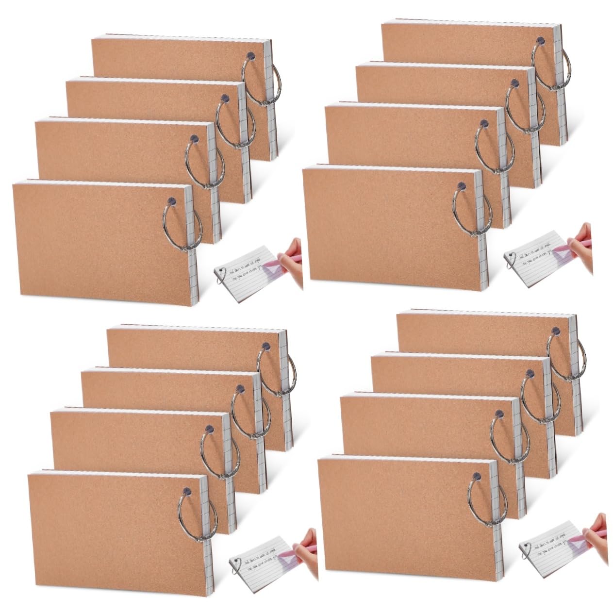 16pièces Cartes Lignées Flashcards Avec Anneaux Pour Prendre Des Notes Cartes De Vocabulaire Pratiques Pour Étudier Pages Par Bloc Pour École Et Réunions