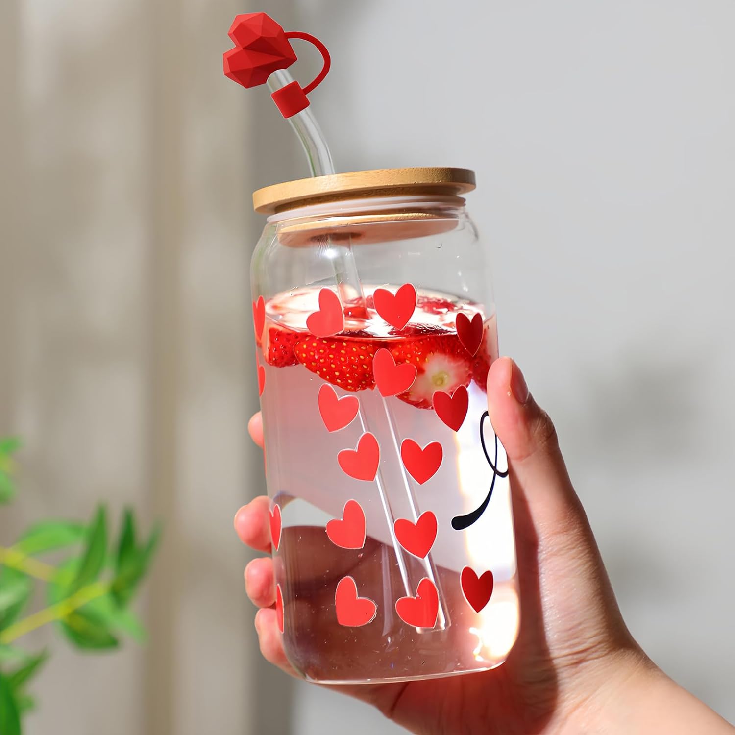 Valentinese Day Straw Cover Cap for Stanley Cup, 10mm Heart Straw Toppers Bear Heart Silicone Straw Covers Fits Stanley 30&40 Oz Tumbler Drinking Straw Tips Protectors Reusable Valentinese Party Decor - Image 3