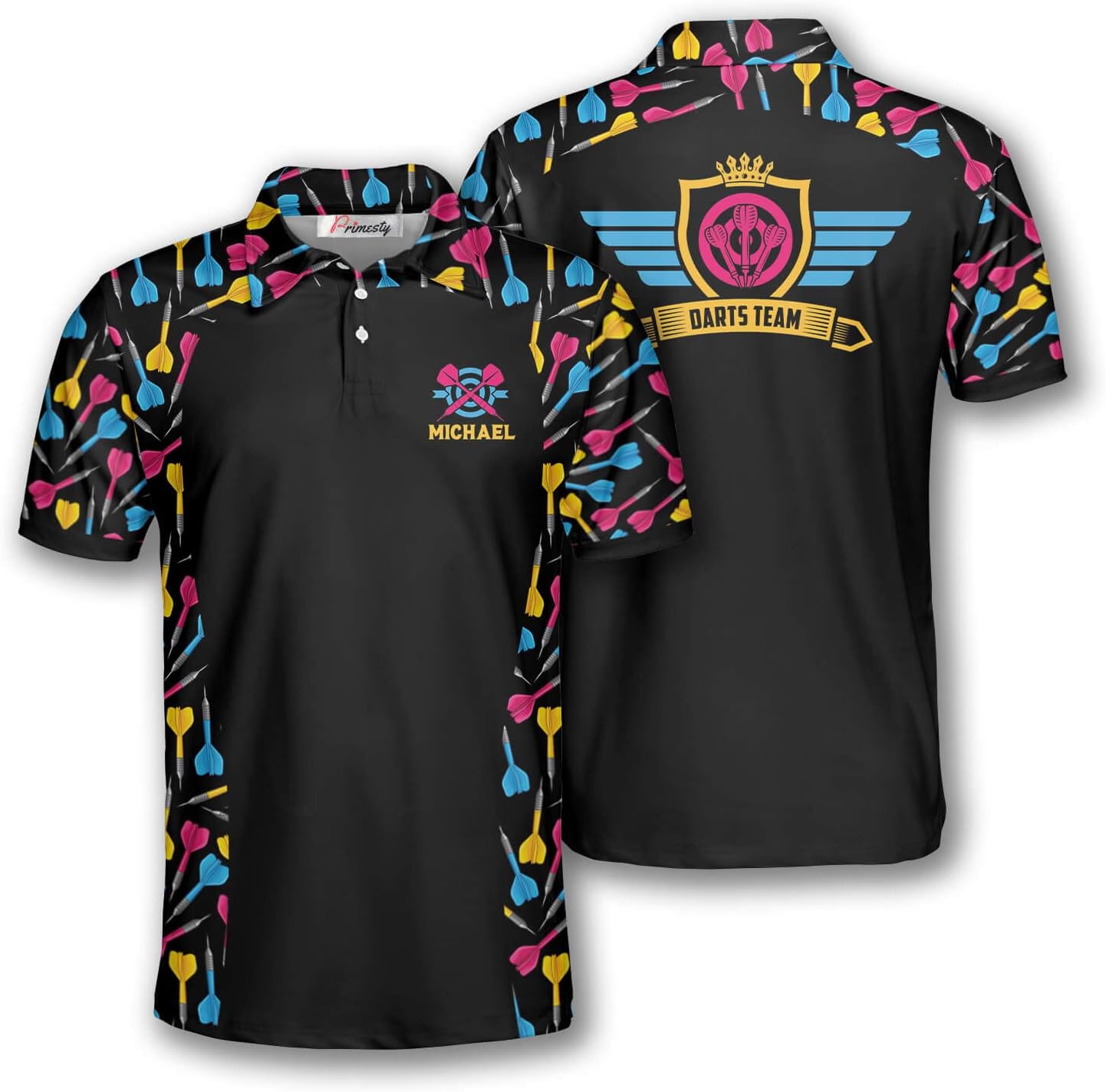 PRIMESTY Custom Darts Shirts for Men, Short-Sleeve Darts Jerseys, Personalized Polo Shirts