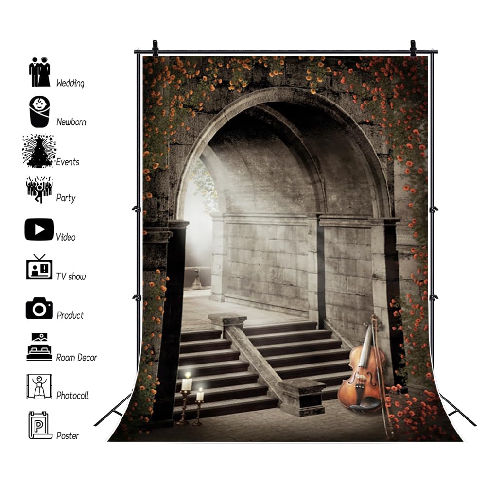 YongFoto Toile De Fond Vinyle 1.5x2.2m - Thème Bibliothèque Magique Avec Lune Pour Studio Photo
