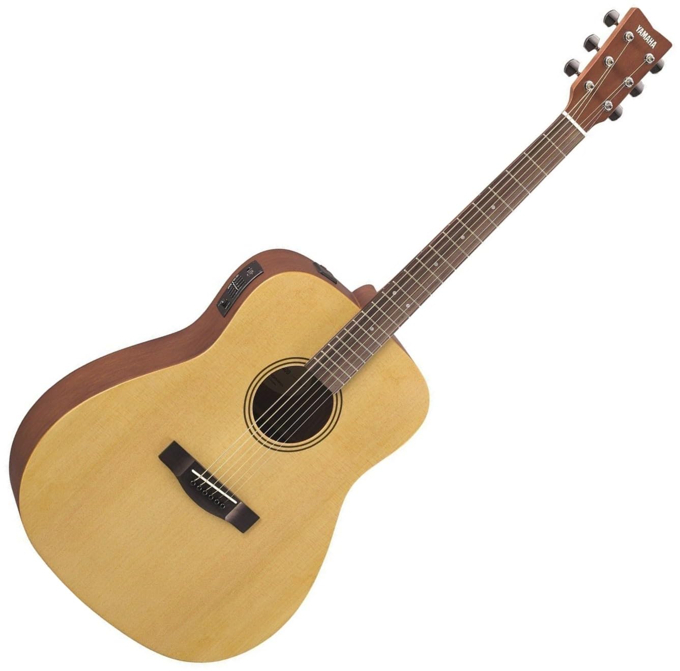 YAMAHA FX400 Gitara akustyczna, korpus Dreadnought, menzura 25", niski odstęp między strunami, Scalloped Bracing, System 66 Preamp z pickupem i tunerem – Smoky Black