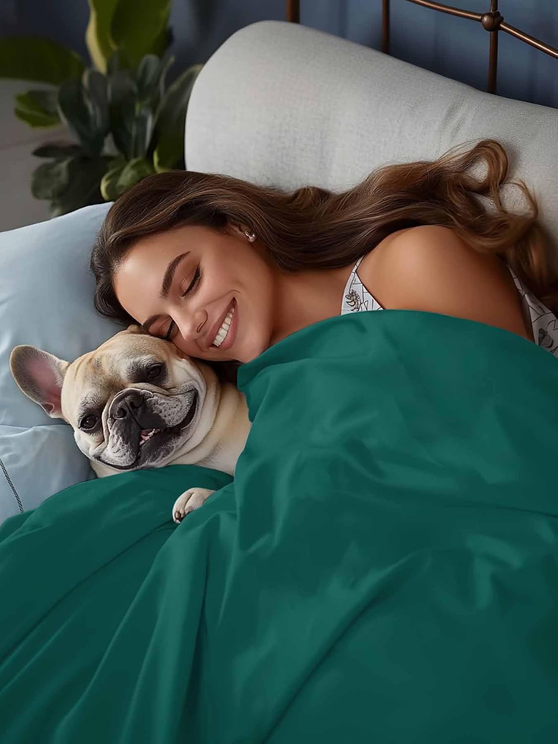 Top Sheet Twin XL Bedding Flat Sheet Only, Minimalist Solid Aventurine Green Microfiber Bed Sheets Soft Breathable Bedding Flat Sheets, Pure Plain Single Color Hotel Luxury Top Sheets