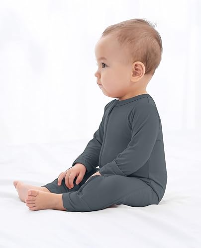 Vista 6 de GUISBY Mameluco sin pies para bebé, pijama de rayón con cremallera de 2 vías con manga larga