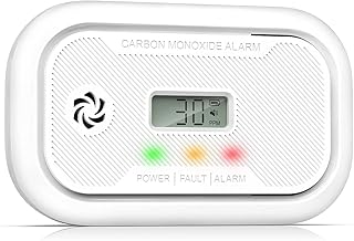 Carbon Monoxide Detector Portable with Digital LCD Display, Carbon Monoxide Alarm, Replaceable Battery Operated CO Alarm Detector, 10-Year Lifespan, Conforms to EN 50291 Standard, 1 Pack