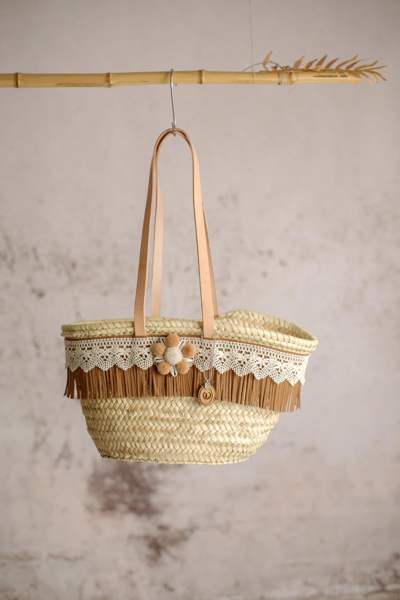 Capazo Midi Brie cabas rigide en fibre naturelle et finitions cuir de qualité