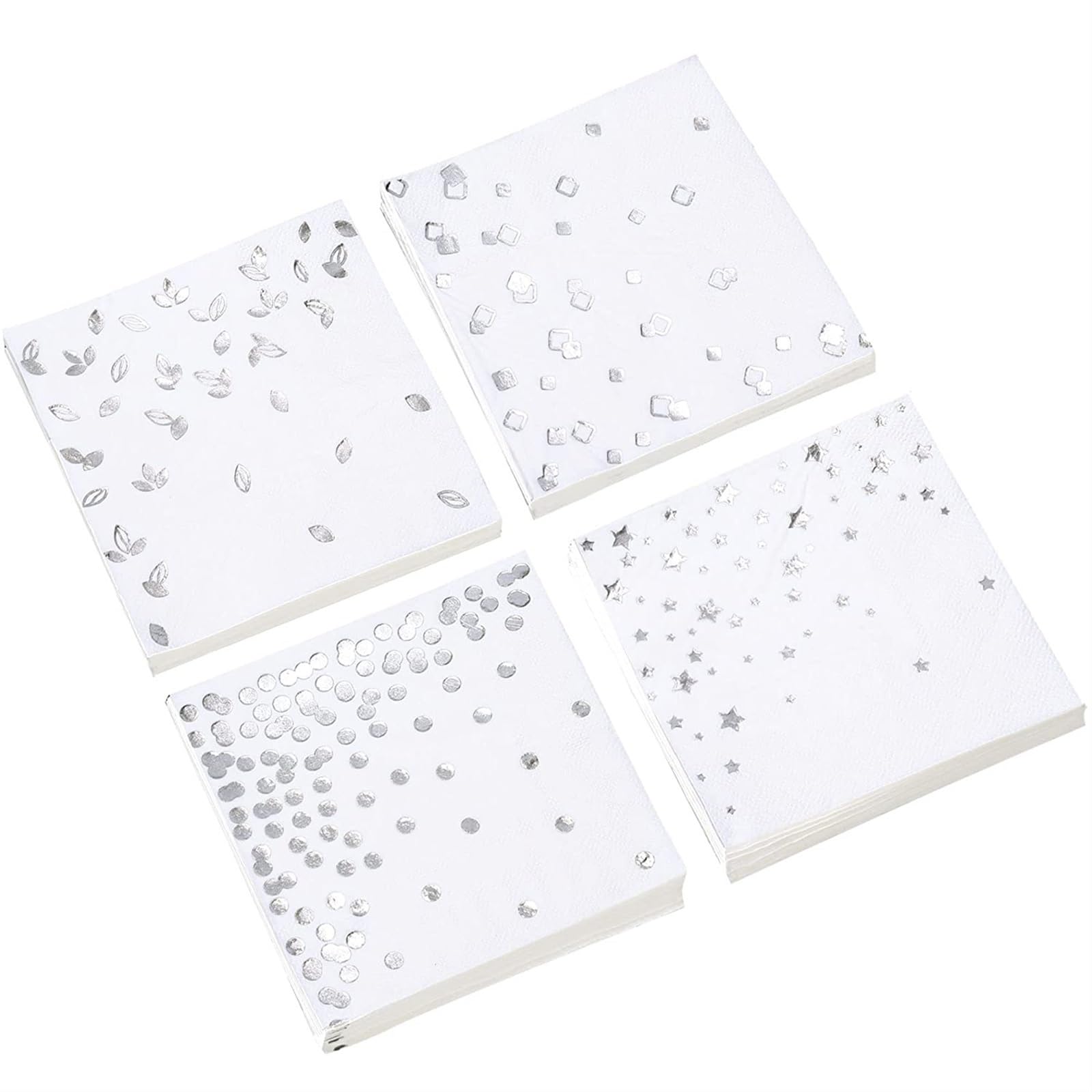 THE WHITE SHOP Napkins - 3 Assorted Designs - 3-Ply Cocktail Napkins Folded 5 x 5 Inches Bar Napkins Disposable Party Napkins Paper Napkins Dinner for Wedding Shower Birthday Bridal Shower